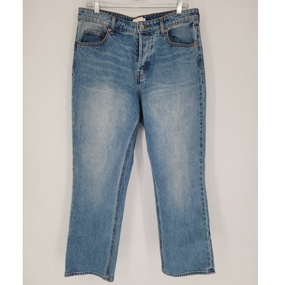 H&M Medium Wash Straight Leg High Rise Jeans Women’s Size US 12 - Picture 1 of 7